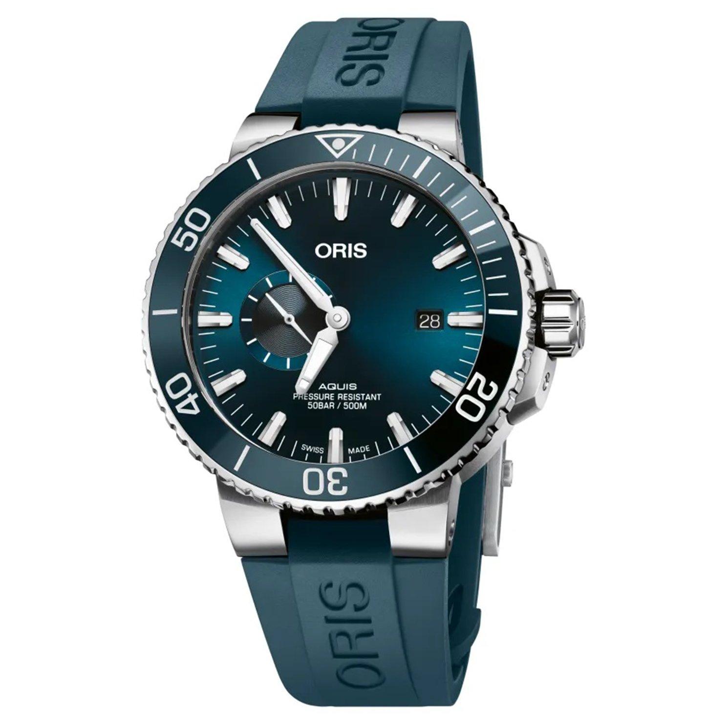 Oris Aquis 45.5mm Blue Rubber Strap Automatic Watch 01 743 7733 4155 07 4 24 69EB 45.5 mm Blue Dial Beaverbrooks